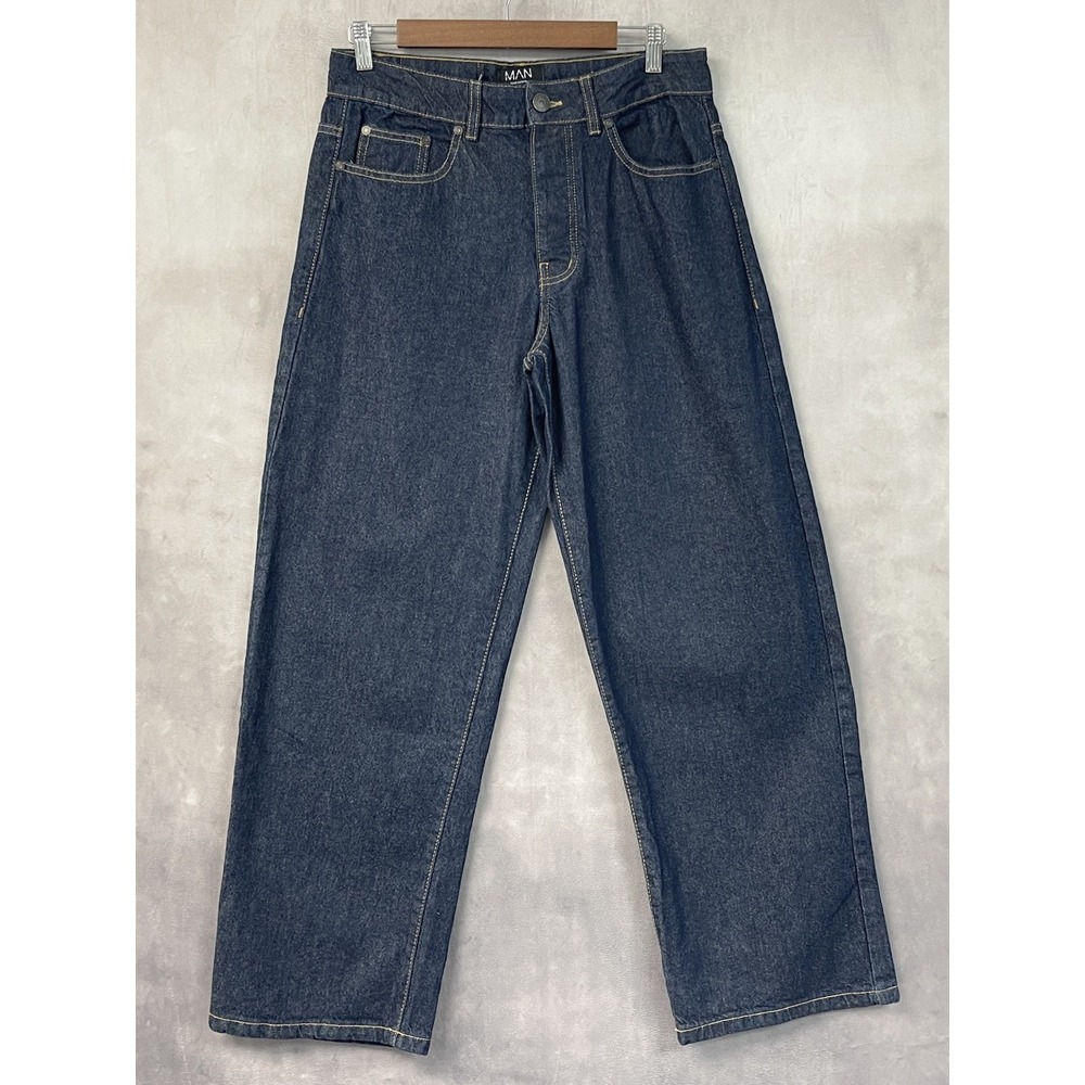 BoohooMAN Baggy Rigid Jean Size 30 Indigo Denim Streetwear Skater Hip Hop Urban